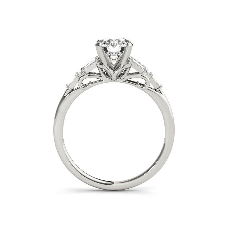 Taglio rotondo GIA 2.25ct Round Solitaire & Tapered Baguette Multi-Stone Diamond Ring in vendita