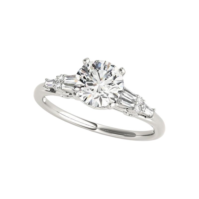 GIA 2.25ct Round Solitaire & Tapered Baguette Multi-Stone Diamond Ring