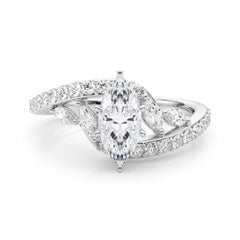 GIA 2.26 Carat Marquise Curved Bypass Leaf & Vine  Diamond Ring
