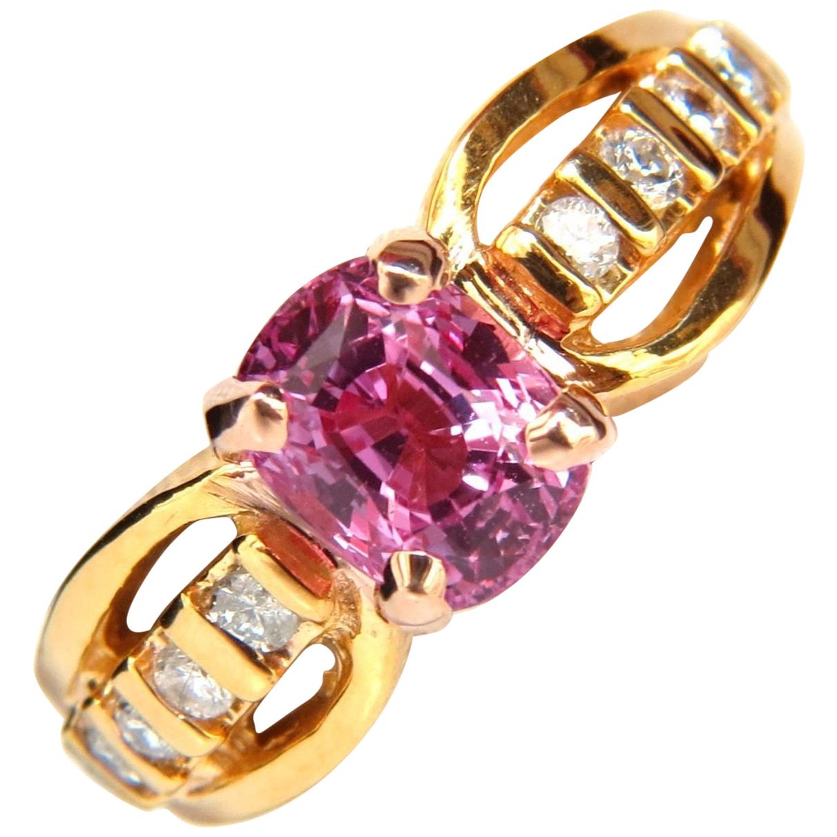 GIA 2.27 Carat Natural No Heat Pink Sapphire Diamond Ring Unheated Collections