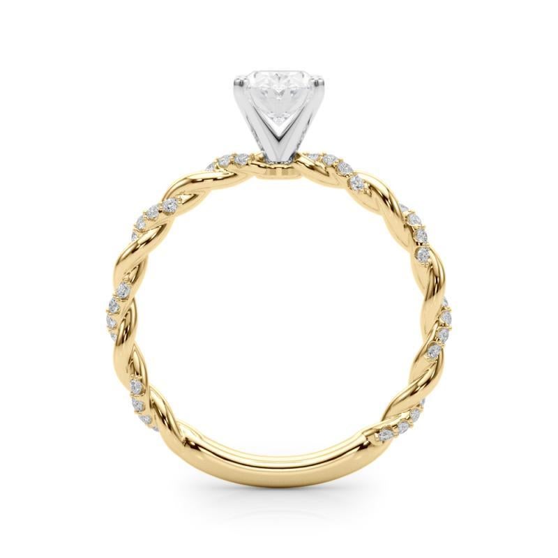 GIA 2.27ct Oval Micro Pave Twisted Braid Band 18K Yellow Gold Diamond Ring Neuf - En vente à New York, NY