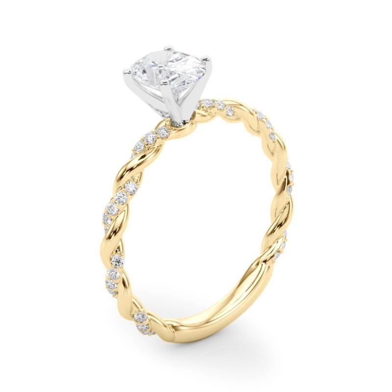 GIA 2.27ct Oval Micro Pave Twisted Braid Band 18K Yellow Gold Diamond Ring en vente 1