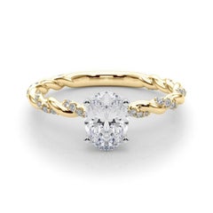 GIA 2,27ct Oval Micro Pave Twisted Braid Band 18K Gelbgold Diamantring