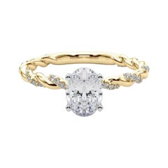 GIA 2,27ct Oval Micro Pave Twisted Braid Band Anello con diamanti in oro giallo 18K