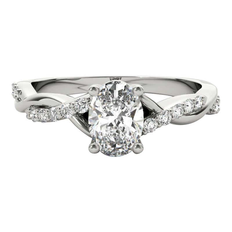 GIA 2.27ct Oval Solitaire Trellis Twisted Vine 18K White Gold Diamond Ring