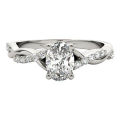 GIA 2.27ct Oval Solitaire Trellis Twisted Vine 18K White Gold Diamond Ring