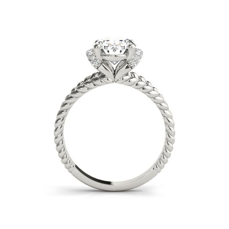 GIA 2,27 quilates Anillo de diamantes de oro blanco de 18 quilates con aureola partida en cuerda retorcida ovalada en Nuevo estado para la venta en New York, NY