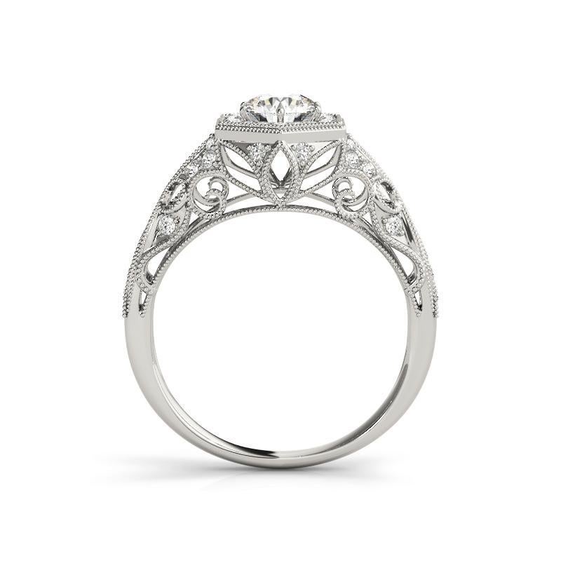 GIA 2,27ct Anello con diamante rotondo Art Deco Bezel Trellis Filigree in oro bianco In condizioni Nuovo in vendita a New York, NY