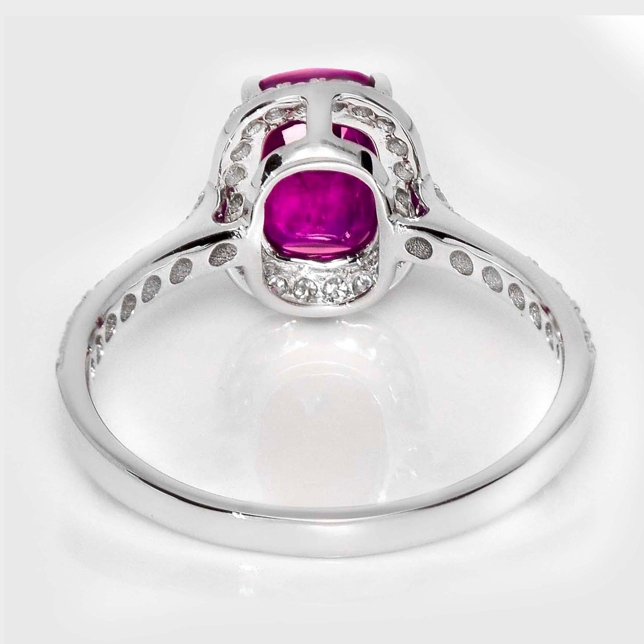 GIA Anello di fidanzamento con rubino dell'Afghanistan non riscaldato da 2,28 ct in oro bianco 18 carati in vendita 2