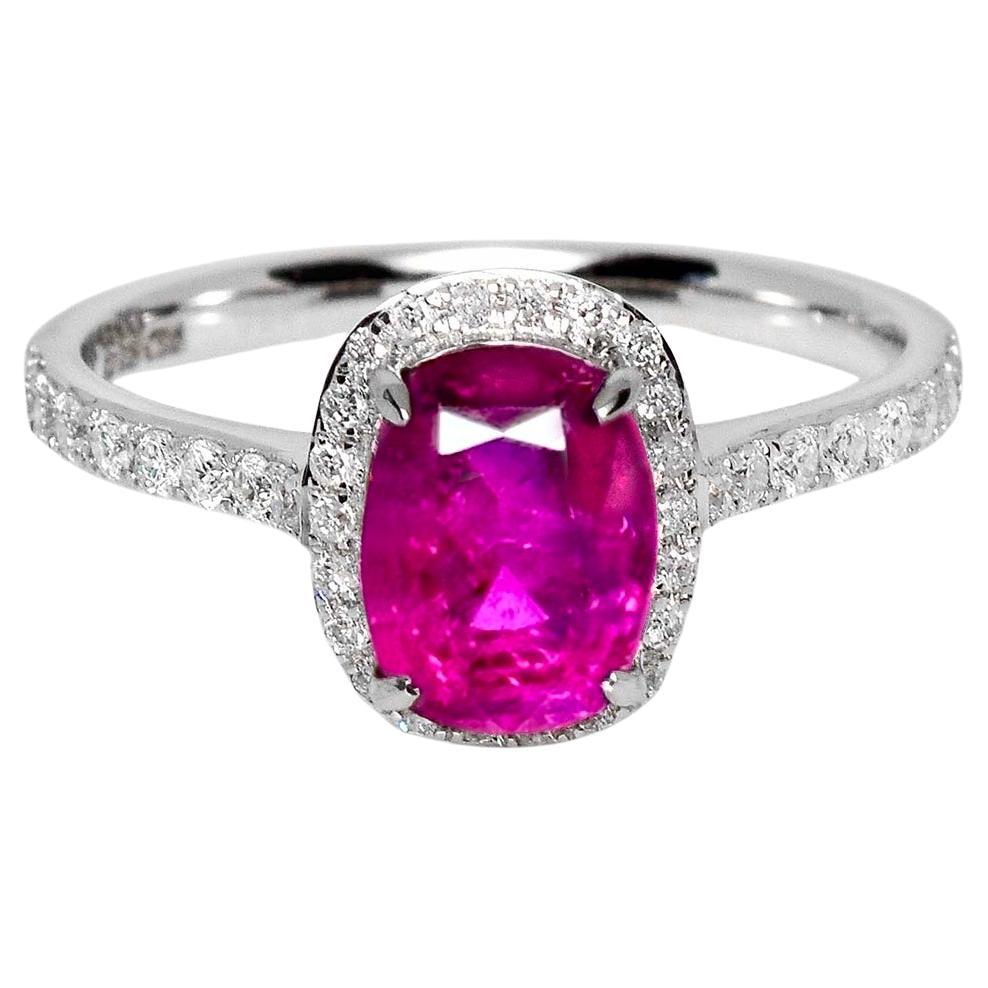 GIA Anello di fidanzamento con rubino dell'Afghanistan non riscaldato da 2,28 ct in oro bianco 18 carati