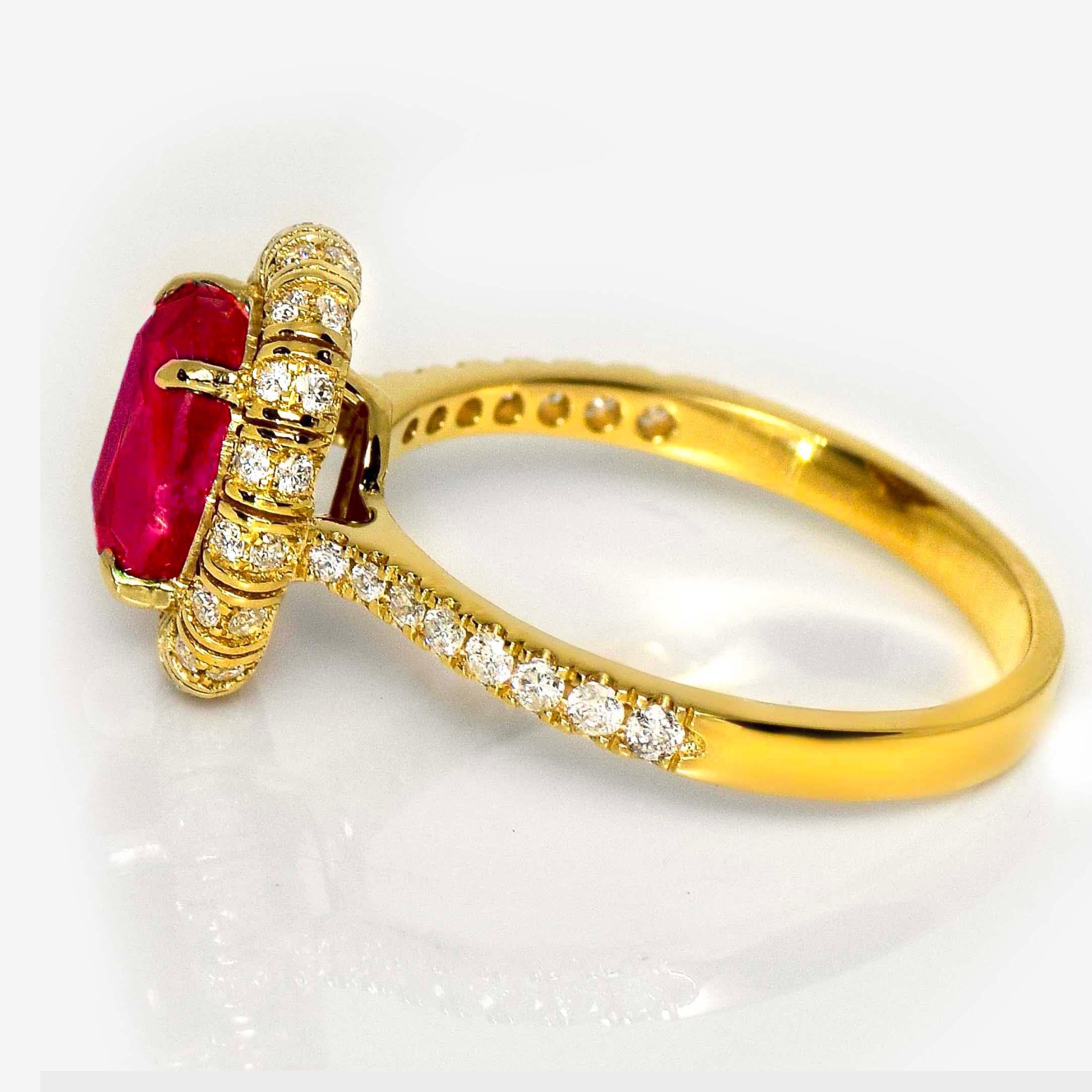 GIA Anello di fidanzamento con rubino dell'Afghanistan non riscaldato da 2,28 ct in oro giallo 18 carati in vendita 1