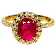 GIA Anello di fidanzamento con rubino dell'Afghanistan non riscaldato da 2,28 ct in oro giallo 18 carati