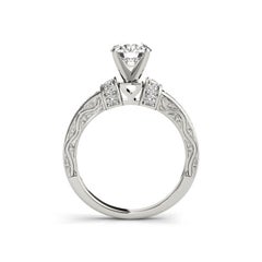 GIA 2.29ct Round Antique Fancy Gallery Engraved Diamantring