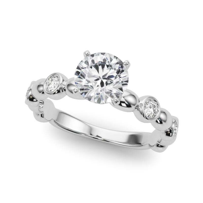 GIA 2,29ct Pietra laterale rotonda Anello solitario con castone di diamanti In condizioni Nuovo in vendita a New York, NY
