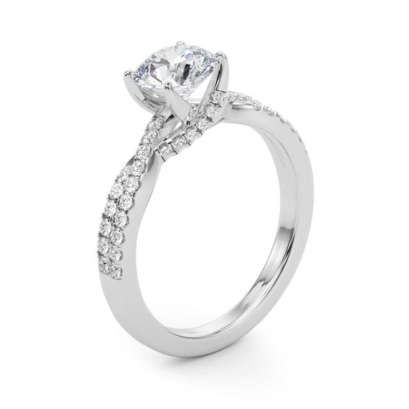 Taille ronde GIA 2.29ct Round Solitaire Entwined Split Shank  Bague en diamant en vente