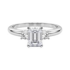 GIA 2.2ct Emerald 3-Stone Past, Present & Future 18K White Gold Diamond Ring