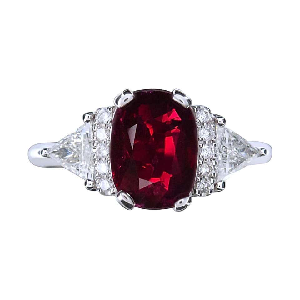 2.3ct No Heat Natural Ruby 18K White Gold Ring For Sale at 1stDibs