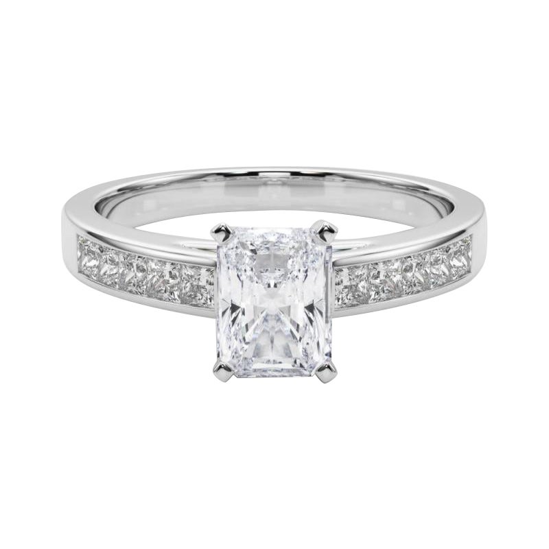 GIA 2.2ct Radiant Princess Channel Solitaire Center Diamond Ring