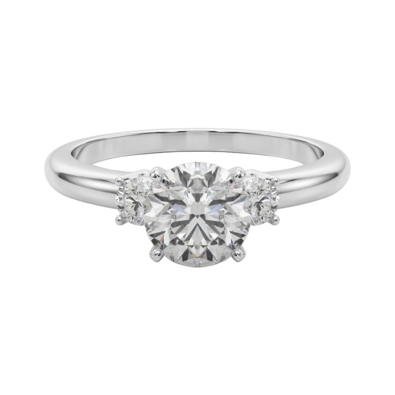 GIA 2,2ct Round 3-Stone Passato, presente e futuro  Anello con diamante