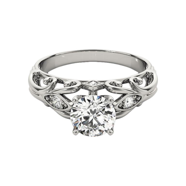 GIA 2.2ct Anello di diamanti d'epoca a filigrana con traliccio rotondo da giardino