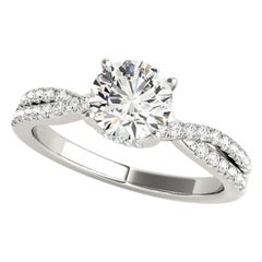 GIA 2.2ct Round Solitaire Entwined Split Shank 18K White Gold Diamond Ring