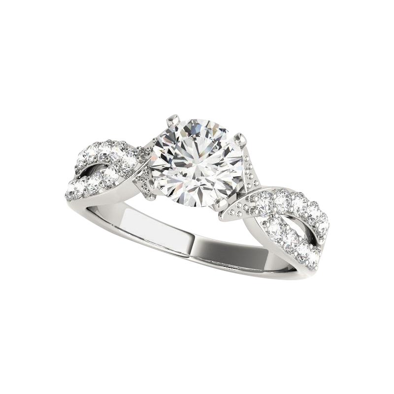 GIA Anello con diamante rotondo solitario Infinity Crossover in oro bianco 18 carati da 2,2 carati