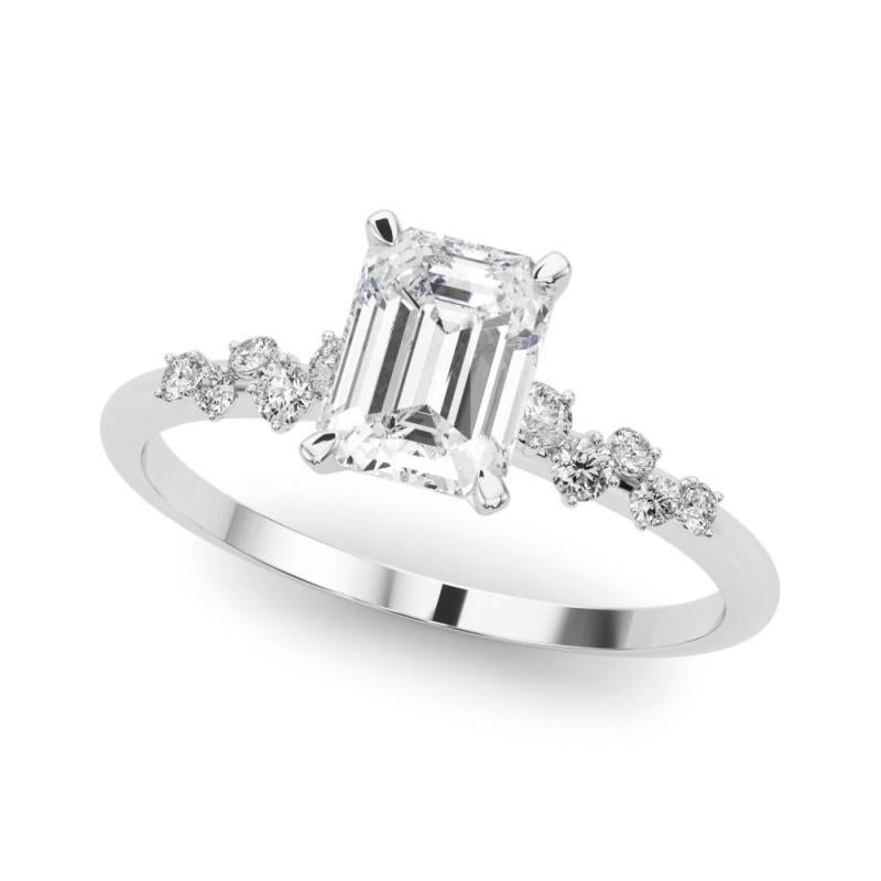 GIA 2,3 Karat Smaragd Cluster Trellis Solitaire  Diamantring (Smaragdschliff) im Angebot