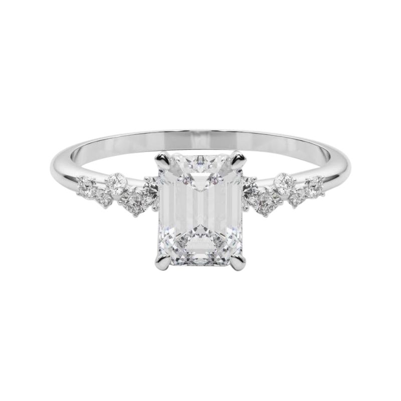 GIA 2,3 Karat Smaragd Cluster Trellis Solitaire  Diamantring