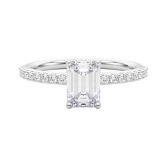GIA 2.3 Carat Emerald Halo Shared Prong Eternity  Diamond Ring