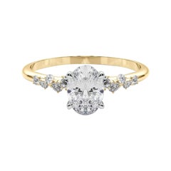 GIA 2,3 Karat Oval Cluster Trellis Solitär 18K Gelbgold Diamantring