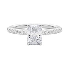 GIA 2.3 Carat Radiant Halo Shared Prong Eternity 18K White Gold Diamond Ring