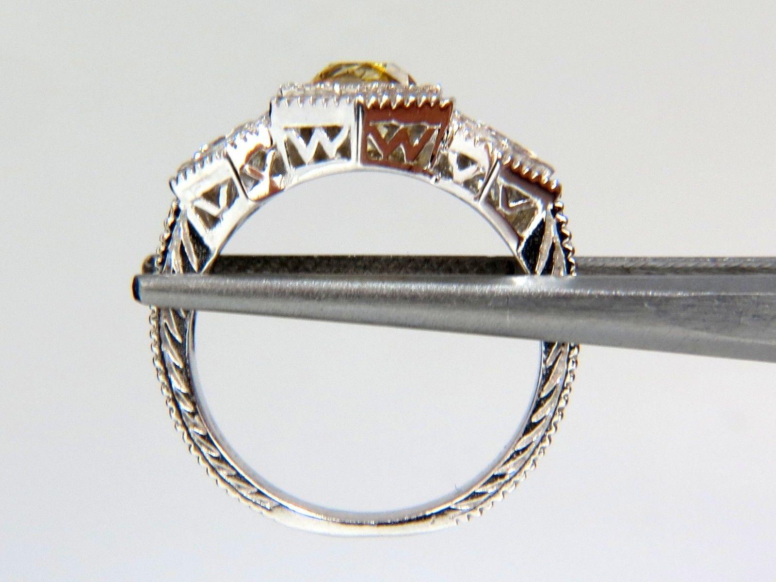 GIA 2,30 Karat Ausgefallener gelber und brauner Diamantring 18 Karat Edwardian Crown Deco im Angebot 5