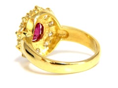 GIA 2.30 Carat Natural Red No Heat Ruby Diamonds Ring 18 Karat Unheated Cluster*