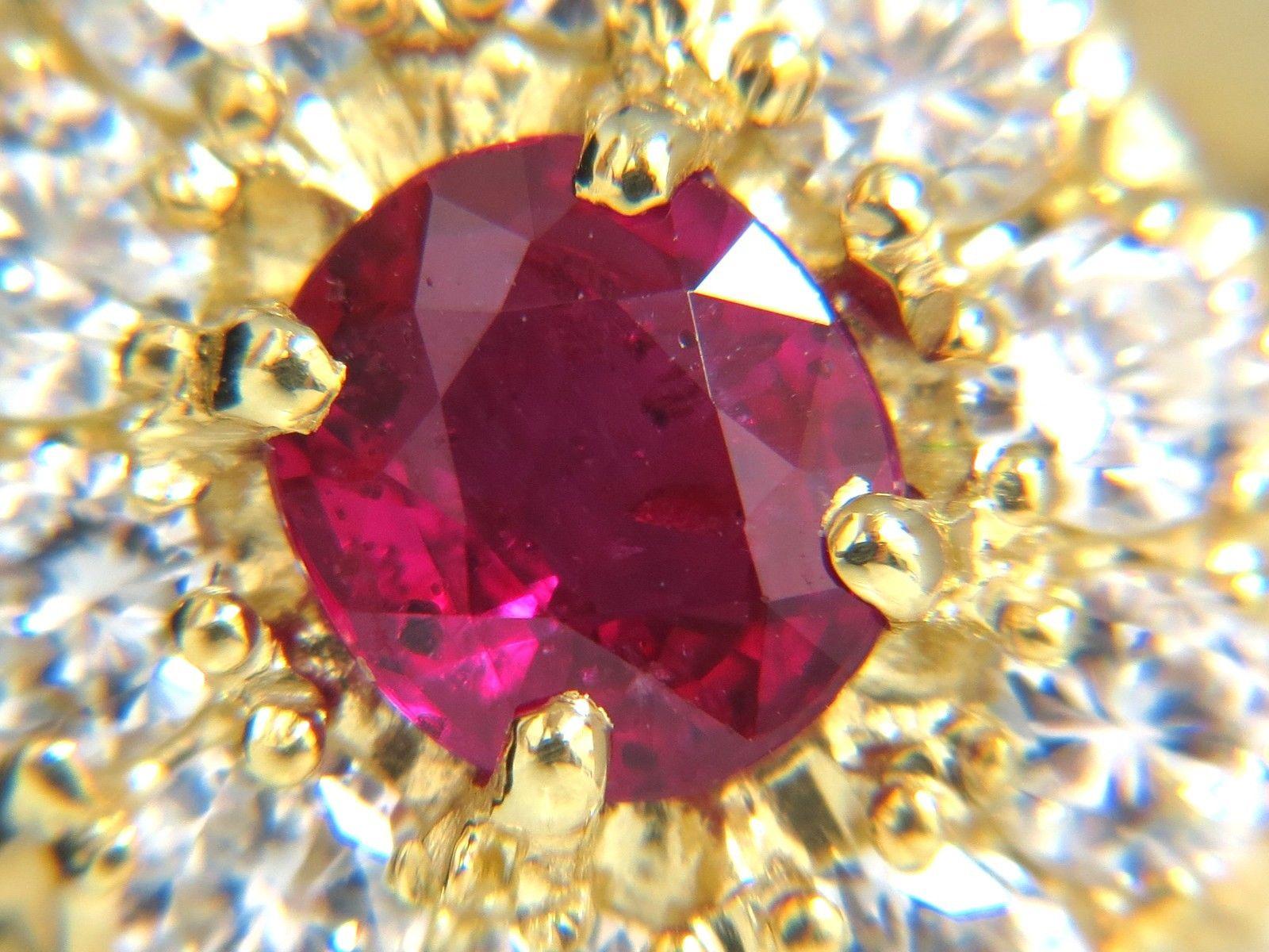 GIA 2.30 Carat Natural Red No Heat Ruby Diamonds Ring 18 Karat Unheated Cluster In New Condition For Sale In New York, NY