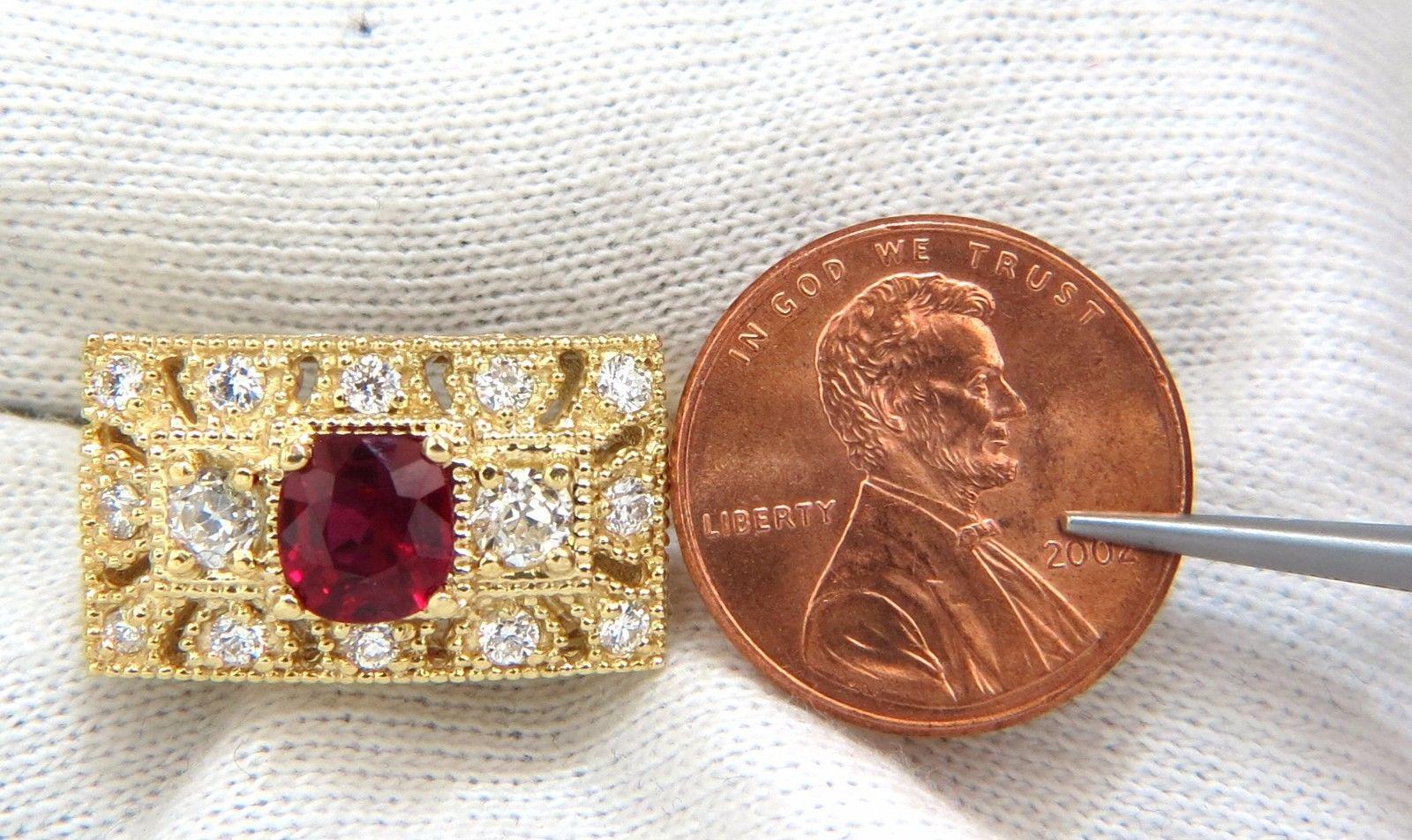 GIA 2.31 Carat Natural Cushion Vivid Red Ruby Diamonds Byzantine Ring 18 Karat For Sale 6