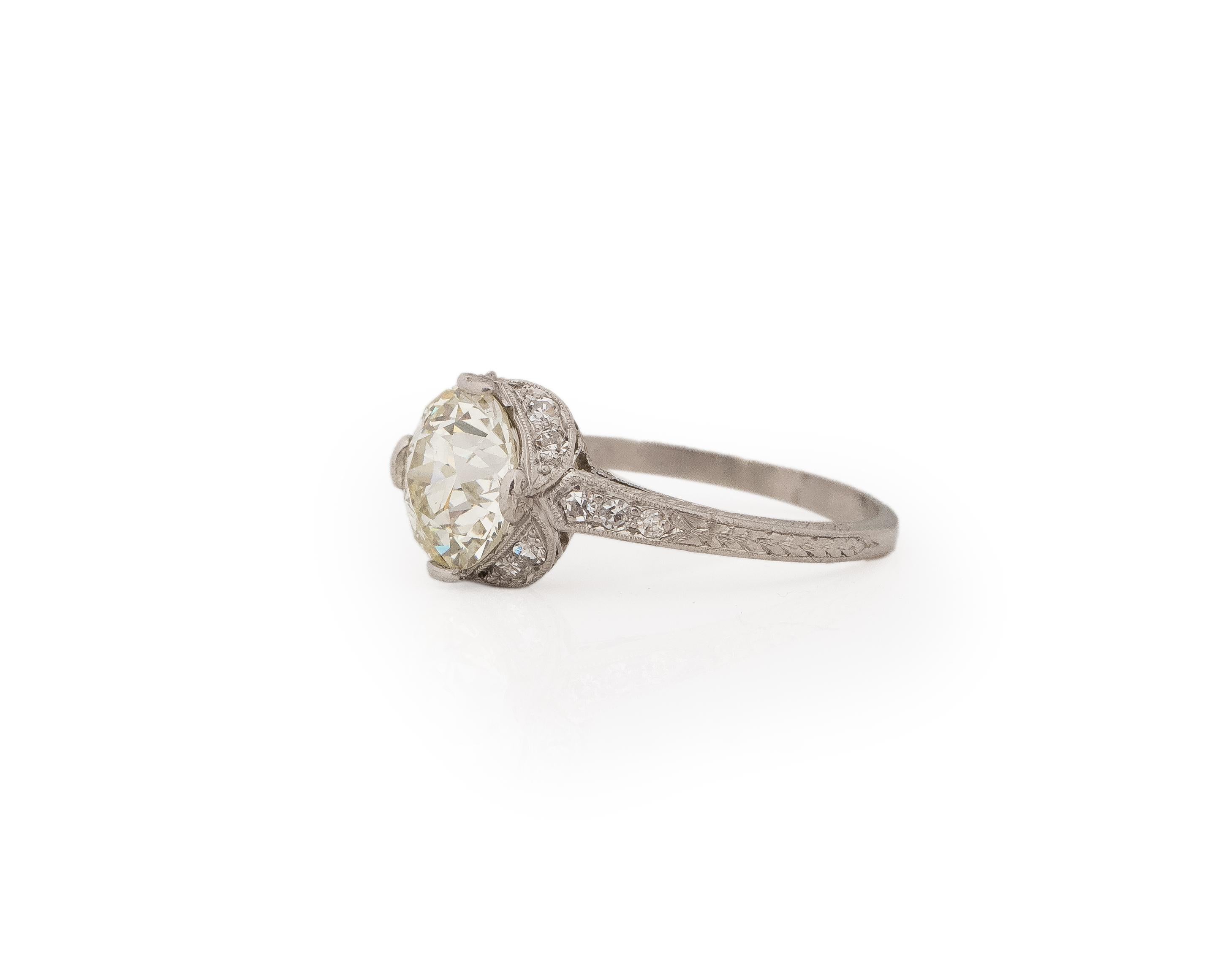 Old European Cut GIA 2.31 Carat Total Weight Art Deco Diamond Platinum Engagement Ring