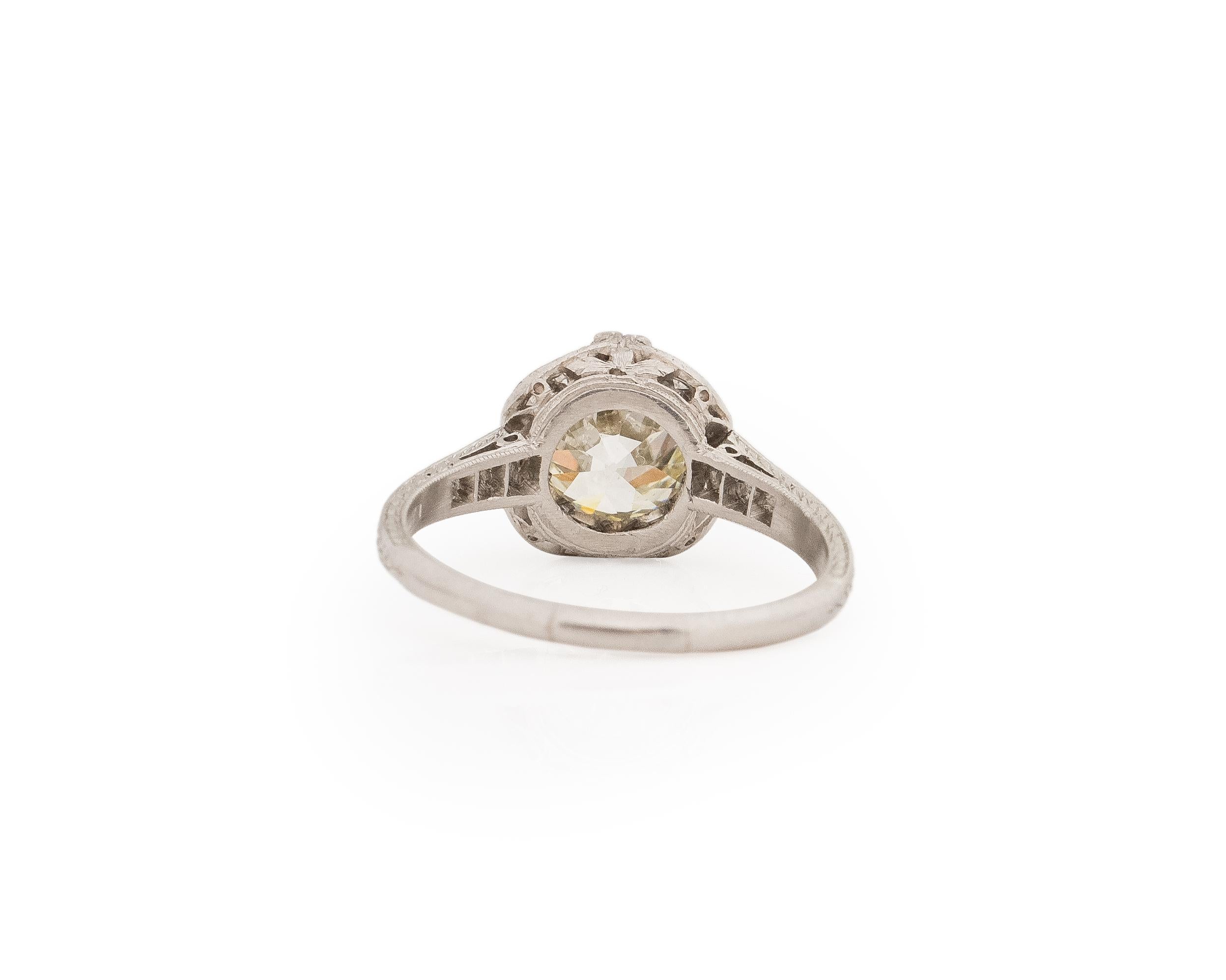 GIA 2.31 Carat Total Weight Art Deco Diamond Platinum Engagement Ring In Good Condition In Atlanta, GA