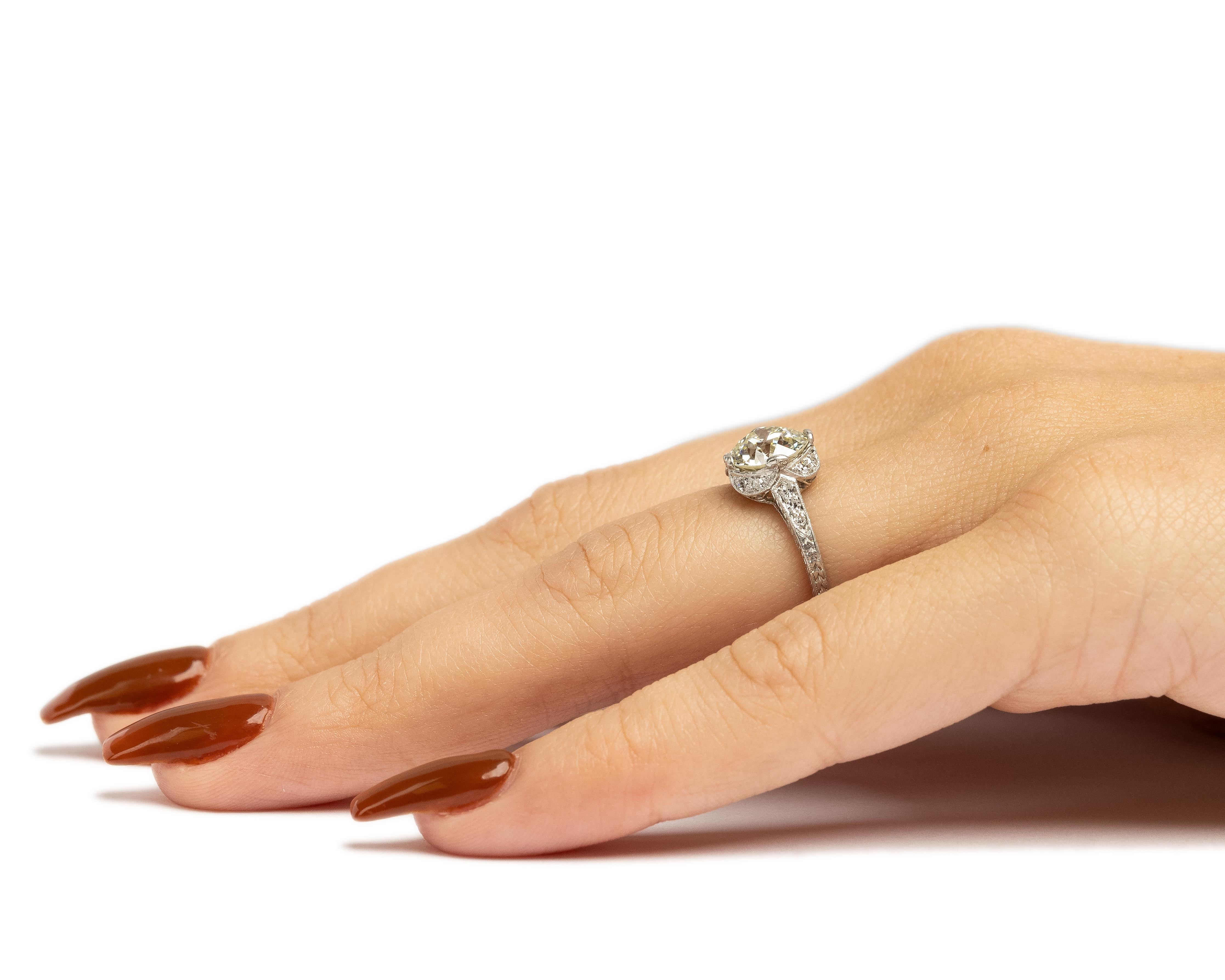 Women's GIA 2.31 Carat Total Weight Art Deco Diamond Platinum Engagement Ring