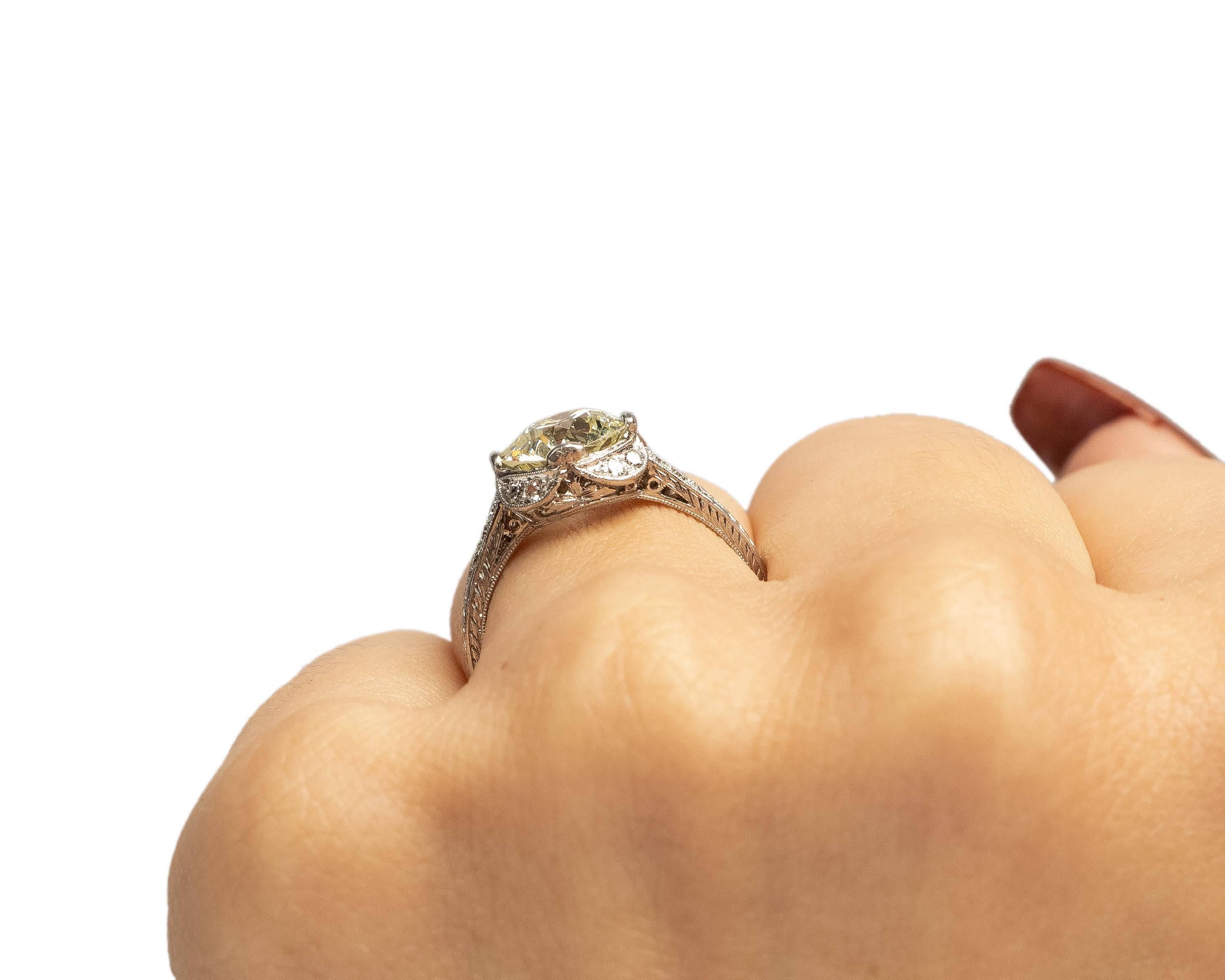 GIA 2.31 Carat Total Weight Art Deco Diamond Platinum Engagement Ring 1