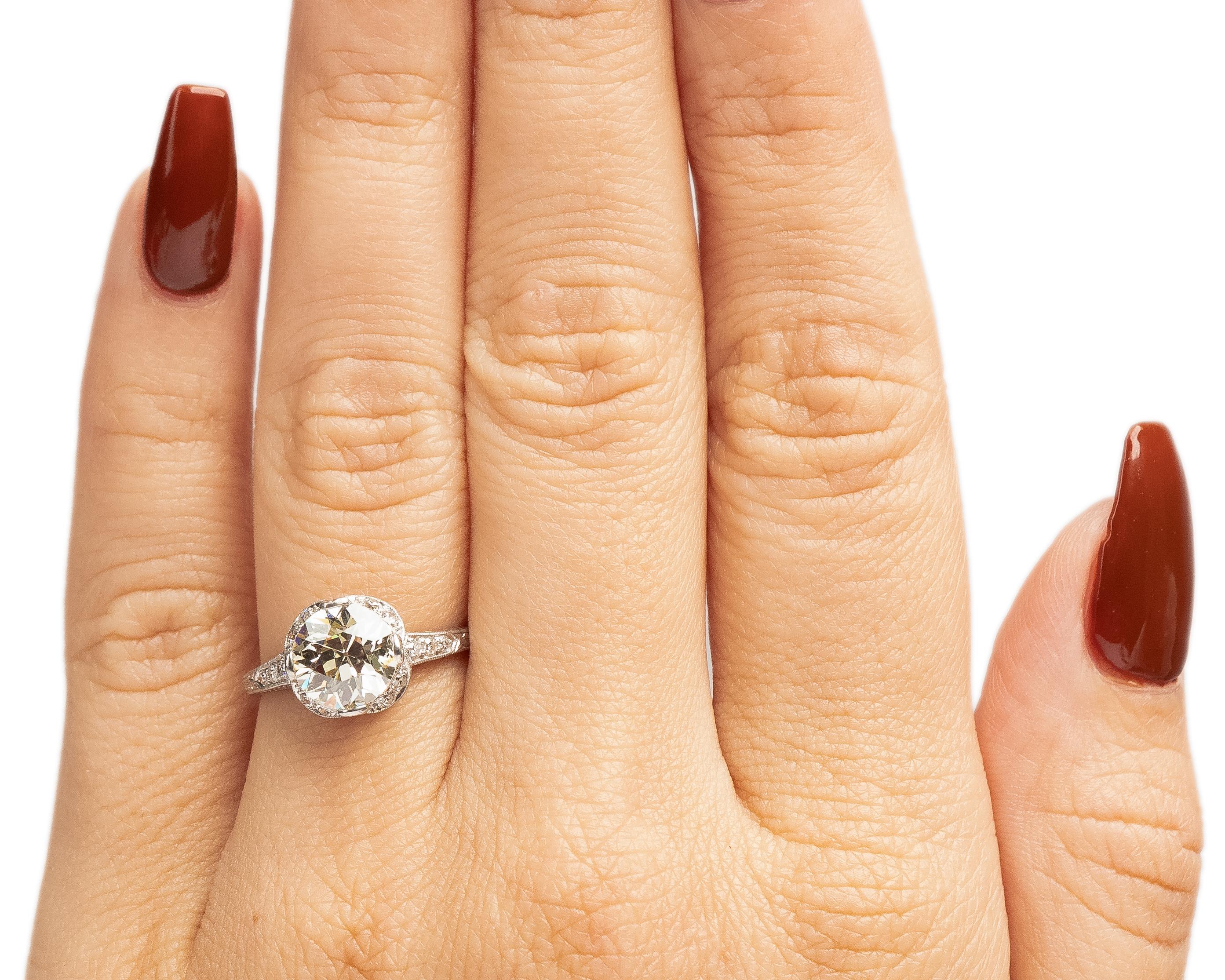 GIA 2.31 Carat Total Weight Art Deco Diamond Platinum Engagement Ring 3