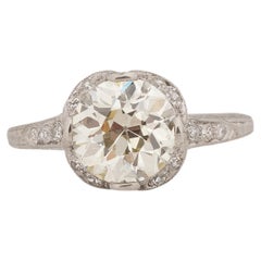 GIA 2.31 Carat Total Weight Art Deco Diamond Platinum Engagement Ring