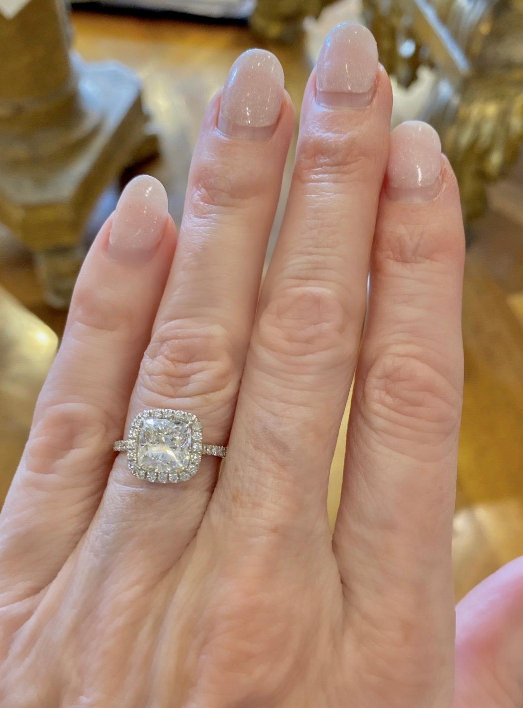 GIA 2.31 Carat Cushion Cut Diamond Engagement Ring In Good Condition In New Orleans, LA