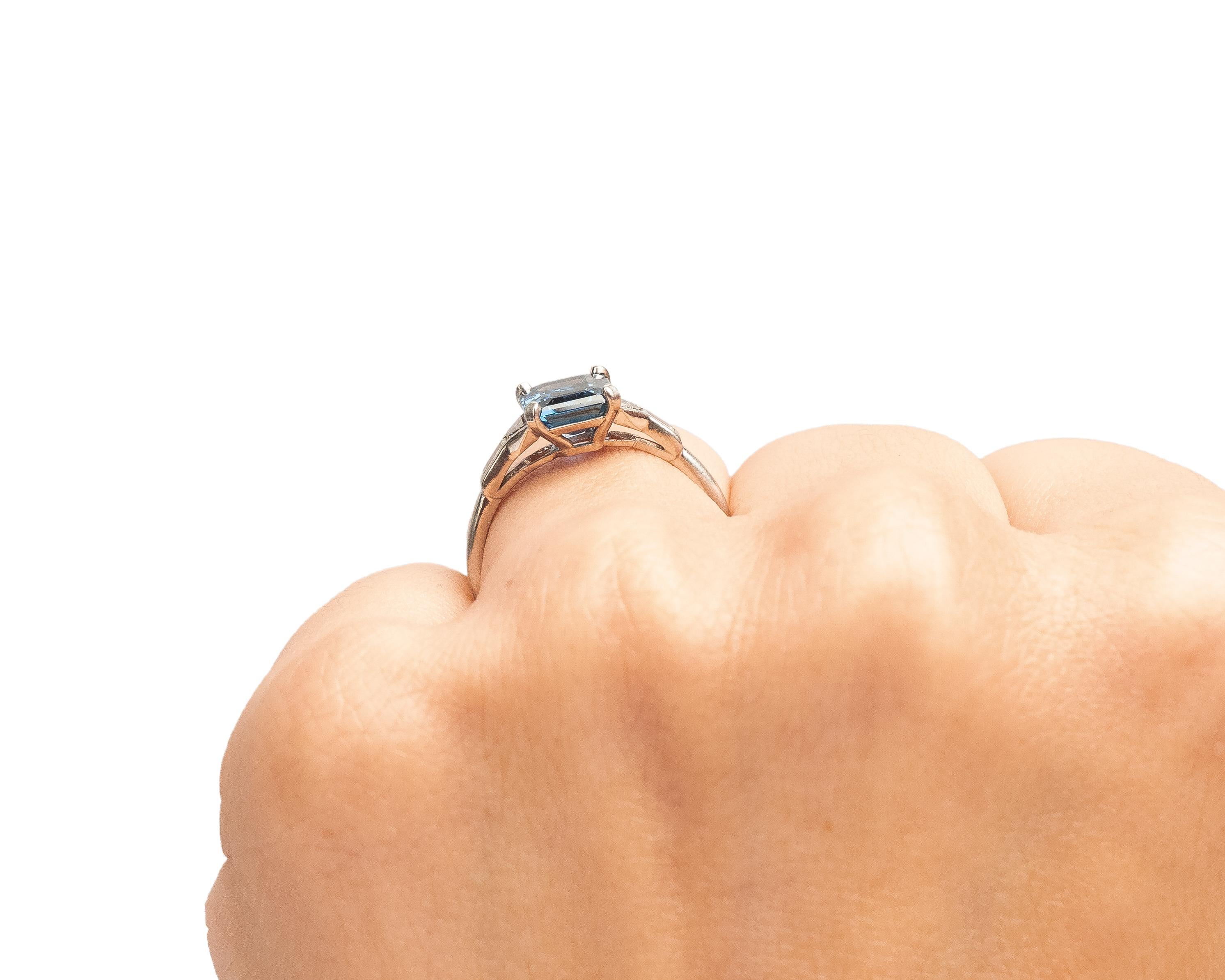 GIA 2.32 Carat Art Deco Sapphire Diamond Platinum Engagement Ring For Sale 1