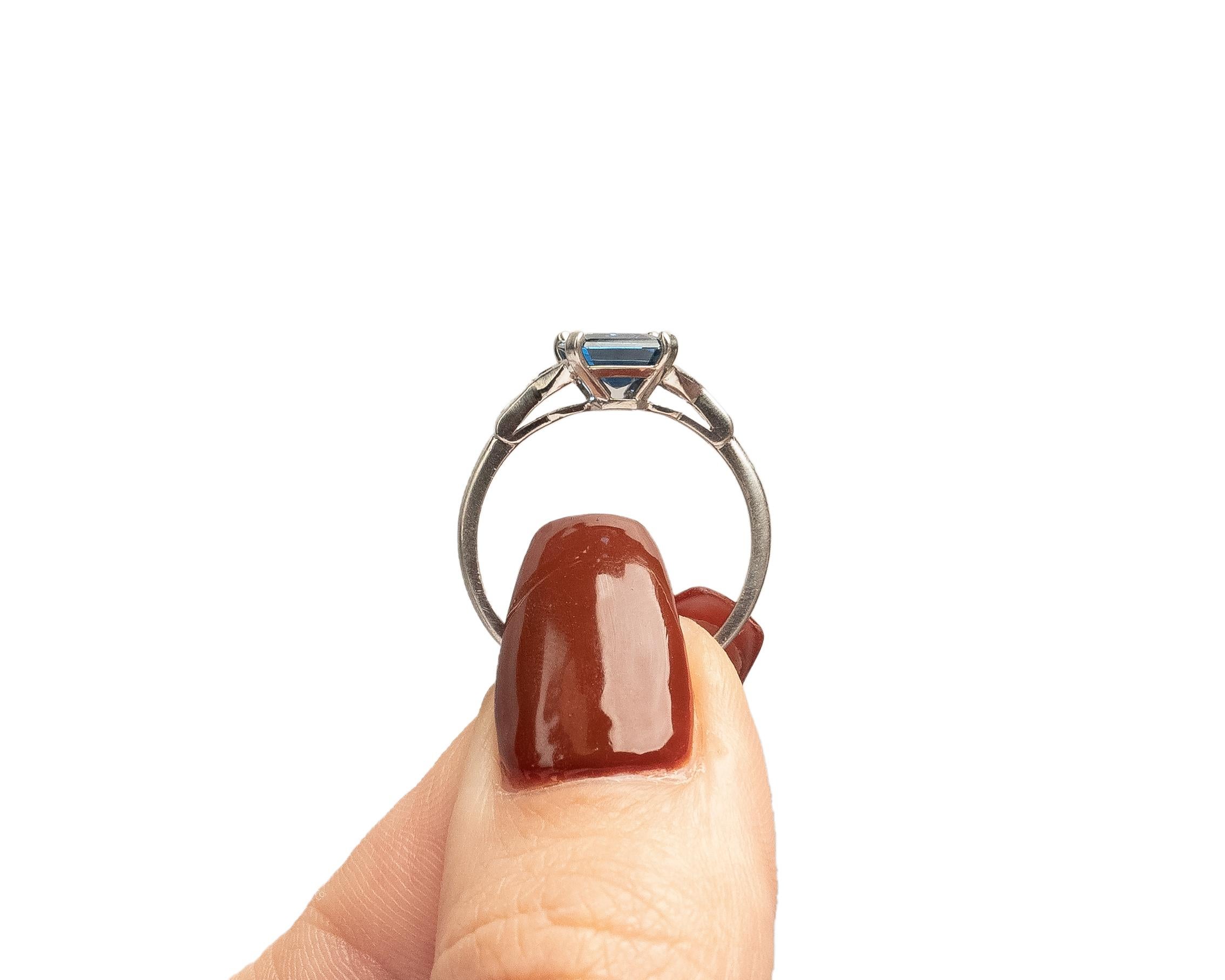 GIA 2.32 Carat Art Deco Sapphire Diamond Platinum Engagement Ring For Sale 3