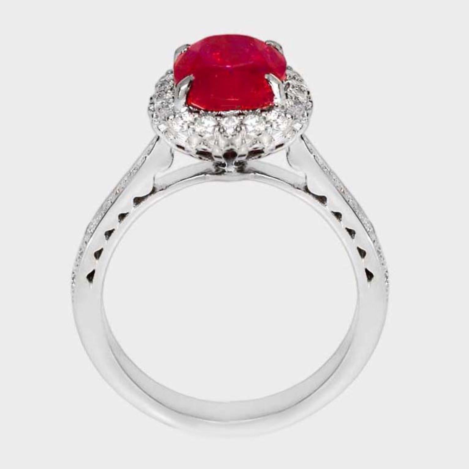 GIA Anello di fidanzamento con rubino dell'Afghanistan non riscaldato da 2,32 ct in oro bianco 18 carati In condizioni Nuovo in vendita a Kaohsiung City, TW