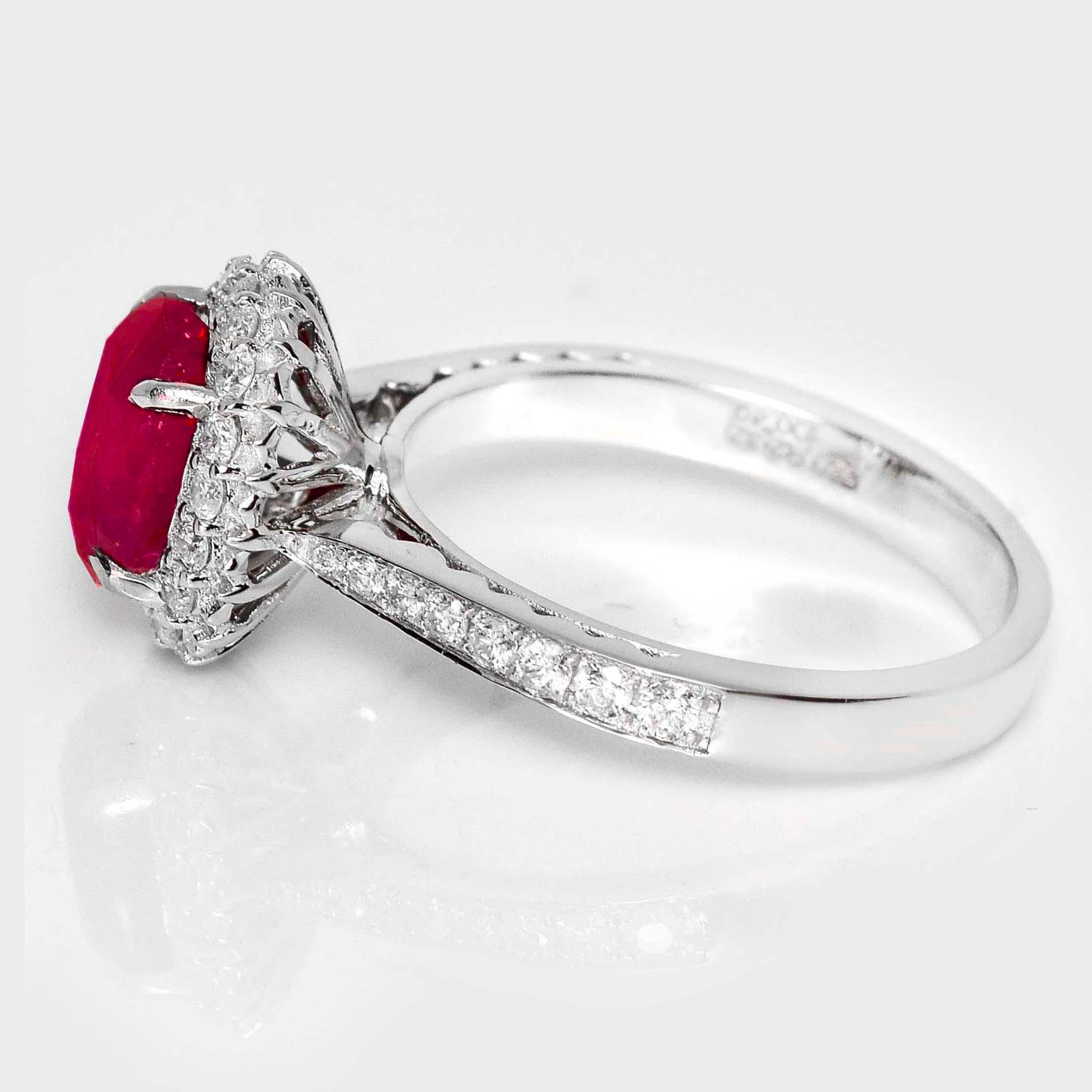 GIA Anello di fidanzamento con rubino dell'Afghanistan non riscaldato da 2,32 ct in oro bianco 18 carati in vendita 1