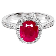 GIA Anello di fidanzamento con rubino dell'Afghanistan non riscaldato da 2,32 ct in oro bianco 18 carati