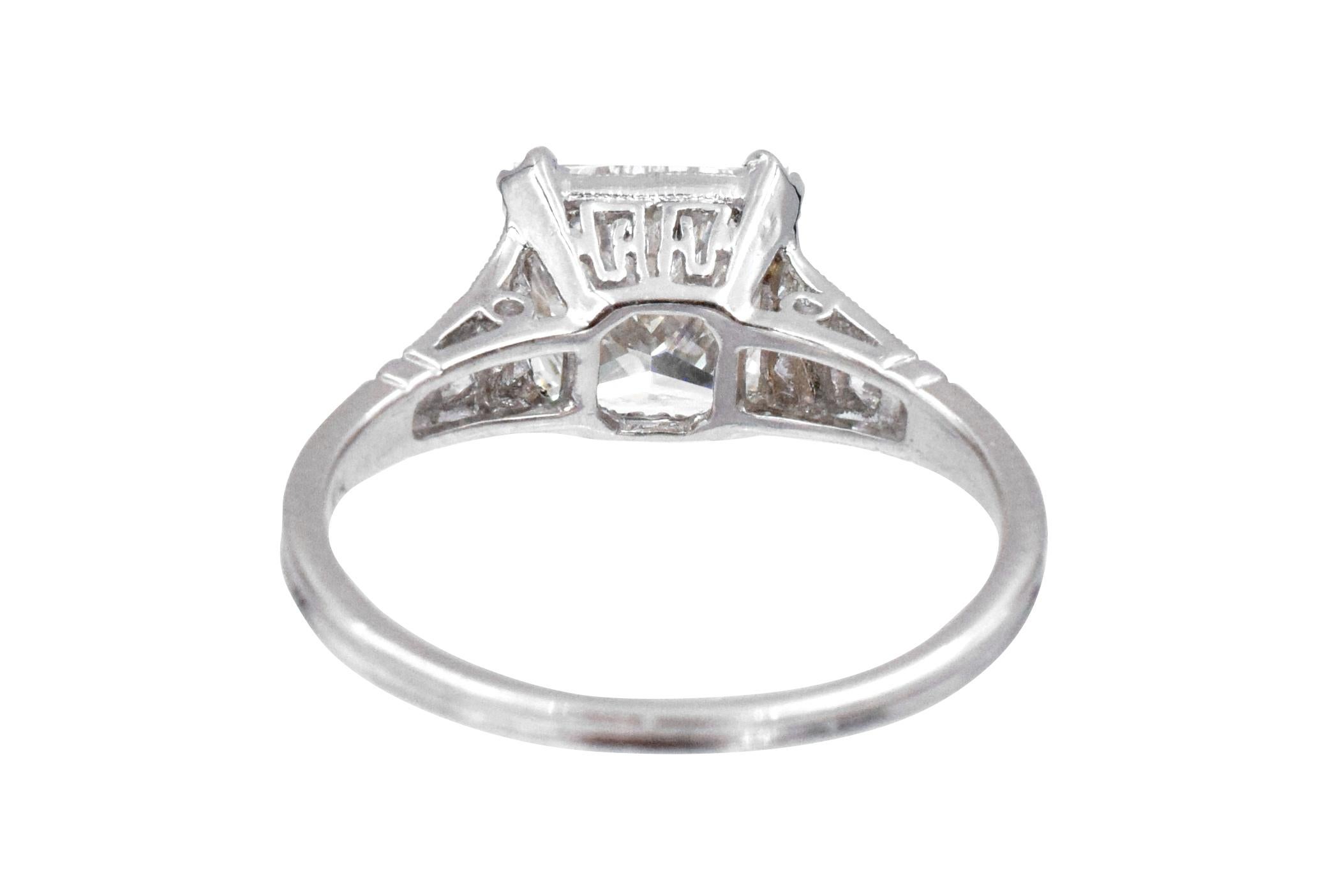 Women's or Men's GIA 2.33 Carat Princess Cut Diamond Engagement Ring For Sale