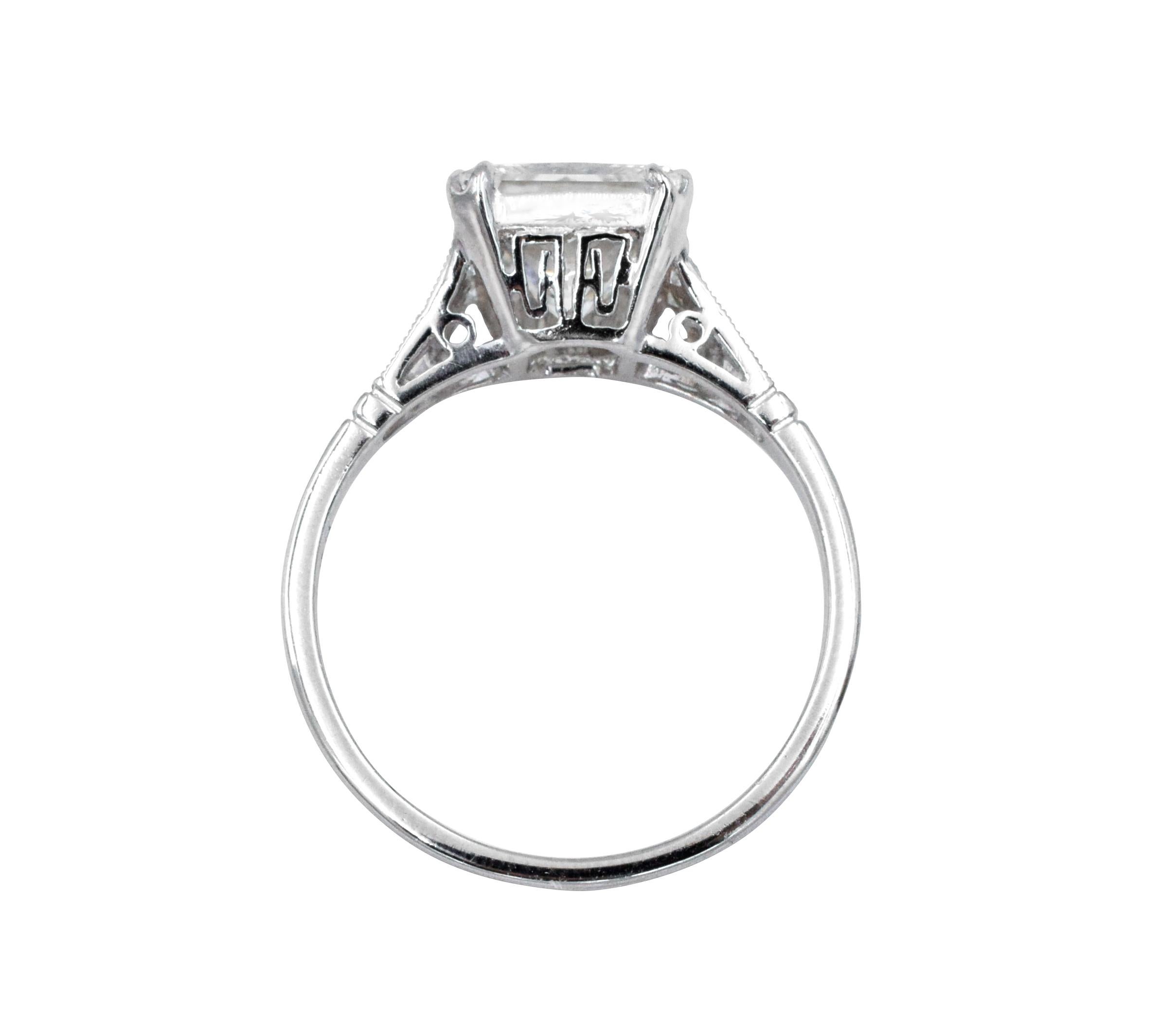 GIA 2.33 Carat Princess Cut Diamond Engagement Ring For Sale 1