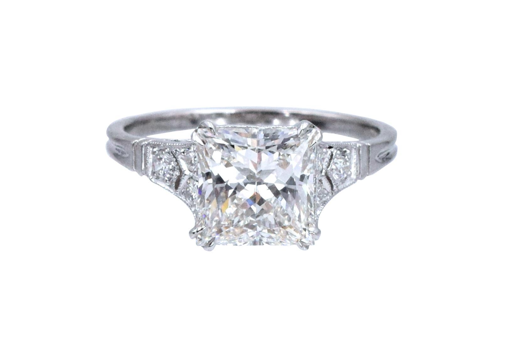 GIA 2.33 Carat Princess Cut Diamond Engagement Ring For Sale 2
